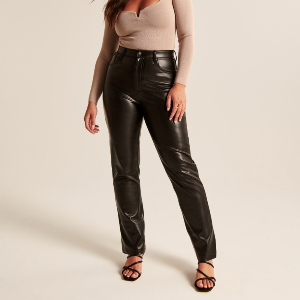 Abercrombie & Fitch Black Vegan Leather Trousers